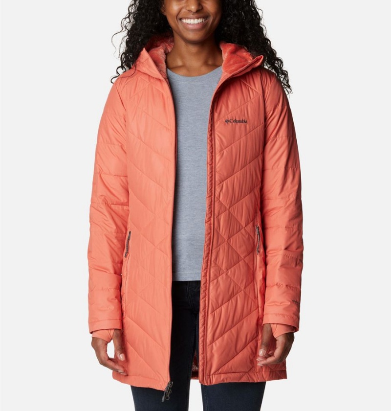 Columbia Heavenly Long Hooded Women's Puffer Jacket Coral | UYJBWQ-314