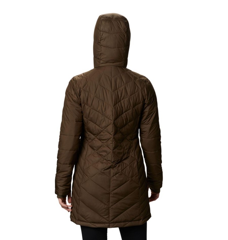 Columbia Heavenly Long Hooded Women's Puffer Jacket Olive | NWLVTM-075