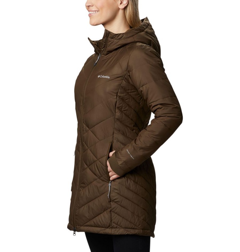 Columbia Heavenly Long Hooded Women's Puffer Jacket Olive | NWLVTM-075