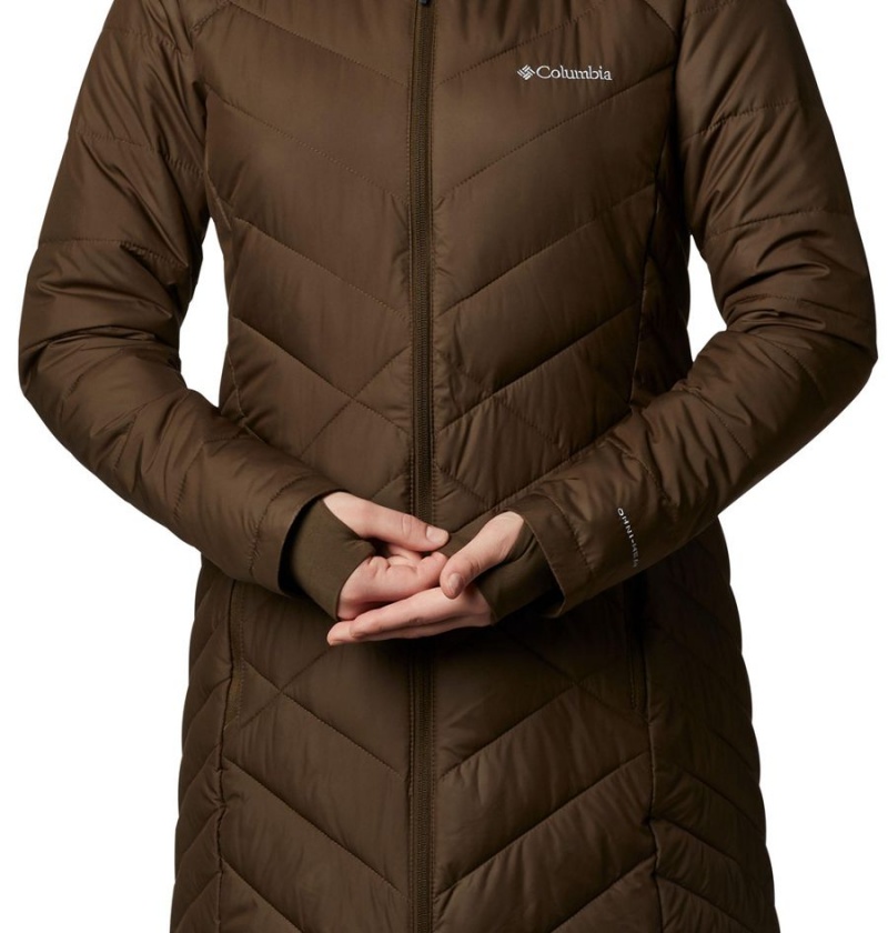 Columbia Heavenly Long Hooded Women's Puffer Jacket Olive | NWLVTM-075