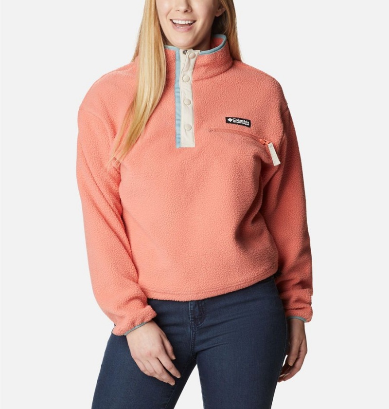 Columbia Helvetia Cropped Half Snap Fleece Women\'s Pullover Coral | ULVRZJ-981
