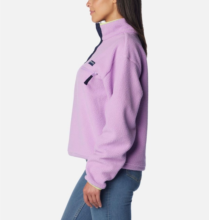 Columbia Helvetia Cropped Half Snap Fleece Women's Pullover Purple | RKXNIJ-570