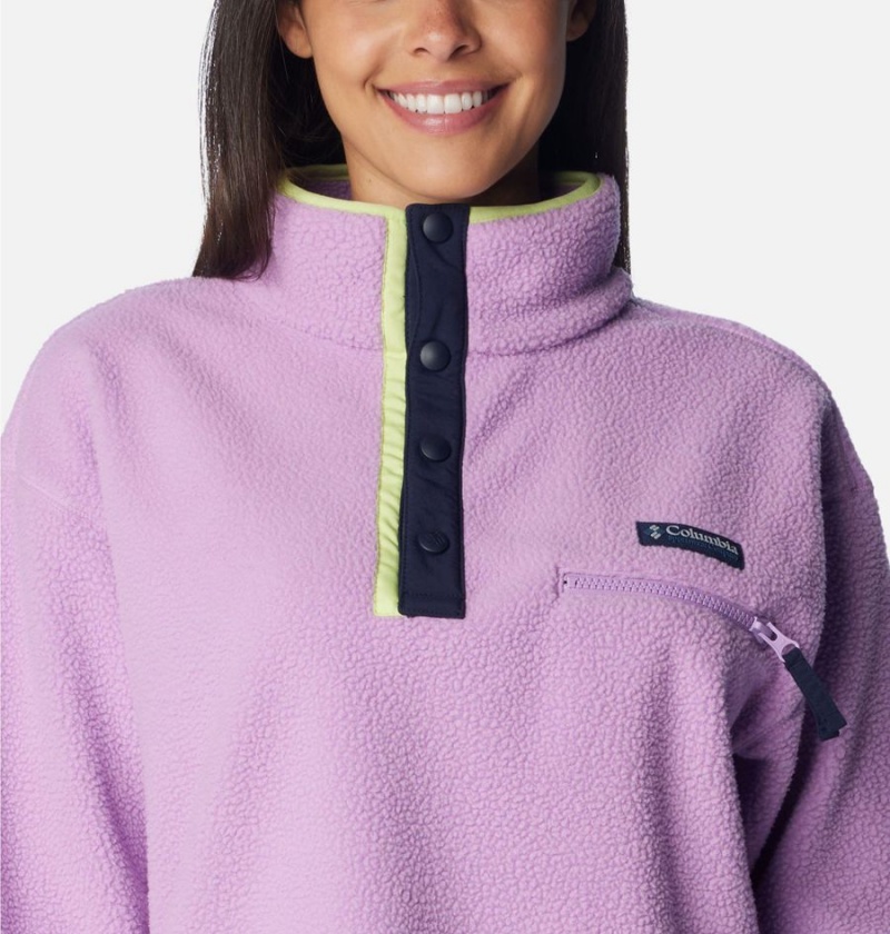 Columbia Helvetia Cropped Half Snap Fleece Women's Pullover Purple | RKXNIJ-570
