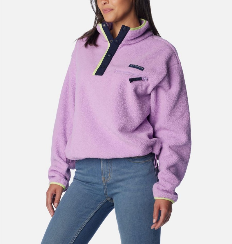 Columbia Helvetia Cropped Half Snap Fleece Women's Pullover Purple | RKXNIJ-570