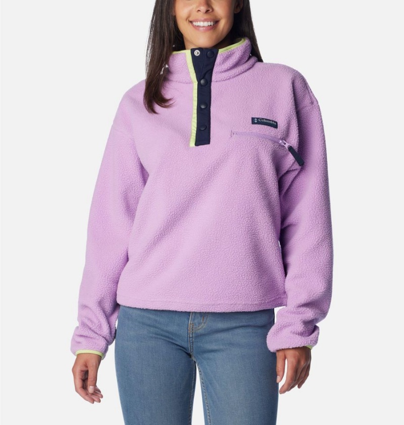 Columbia Helvetia Cropped Half Snap Fleece Women\'s Pullover Purple | RKXNIJ-570