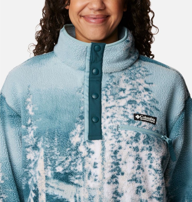 Columbia Helvetia Cropped Half Snap Fleece Women's Pullover Turquoise | ELBJYI-986