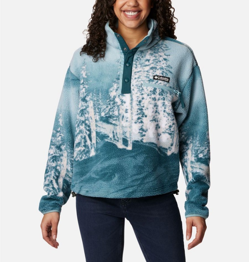 Columbia Helvetia Cropped Half Snap Fleece Women\'s Pullover Turquoise | ELBJYI-986