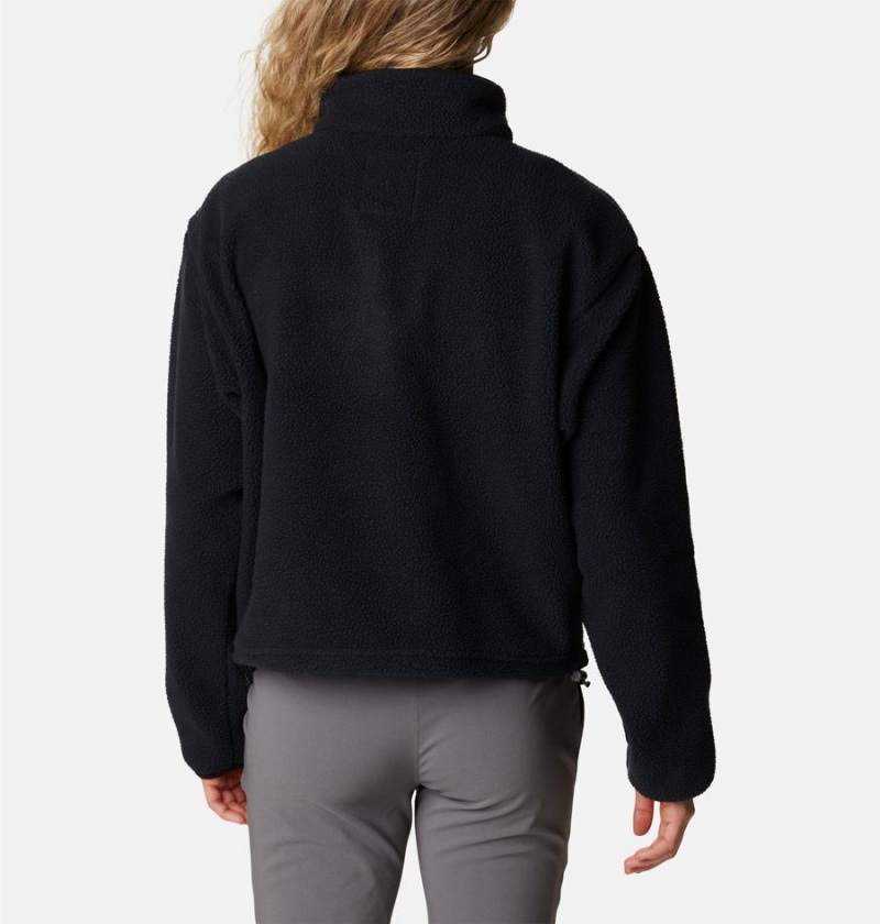 Columbia Helvetia Cropped Half Snap Fleece Women's Pullover Black | TXCDUY-830