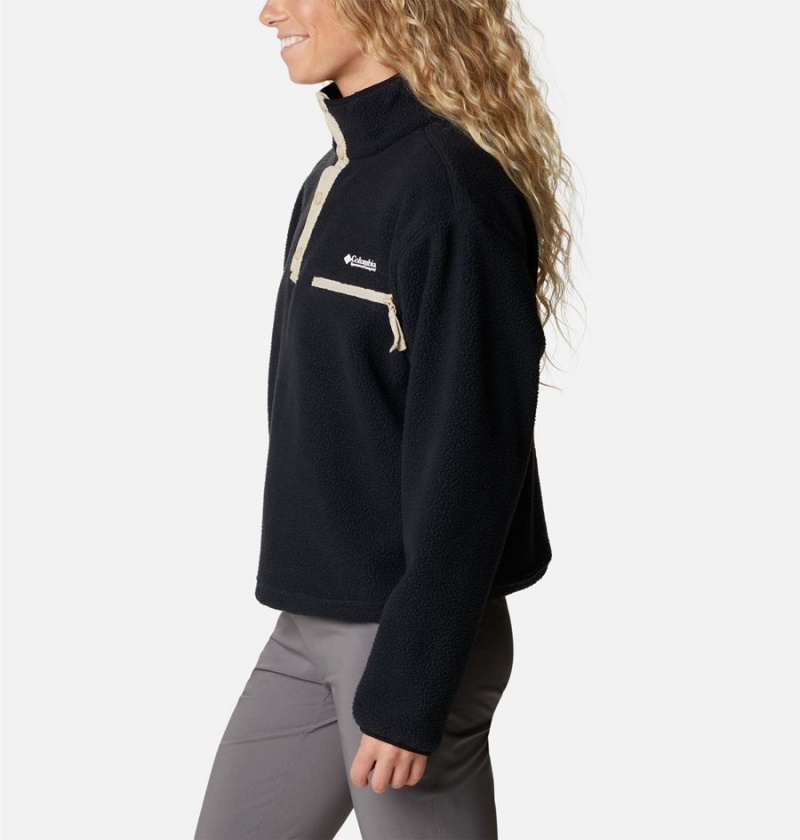 Columbia Helvetia Cropped Half Snap Fleece Women's Pullover Black | TXCDUY-830