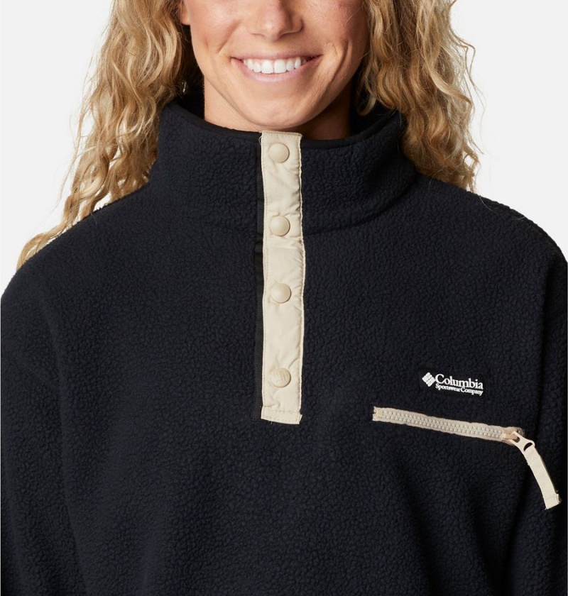 Columbia Helvetia Cropped Half Snap Fleece Women's Pullover Black | TXCDUY-830