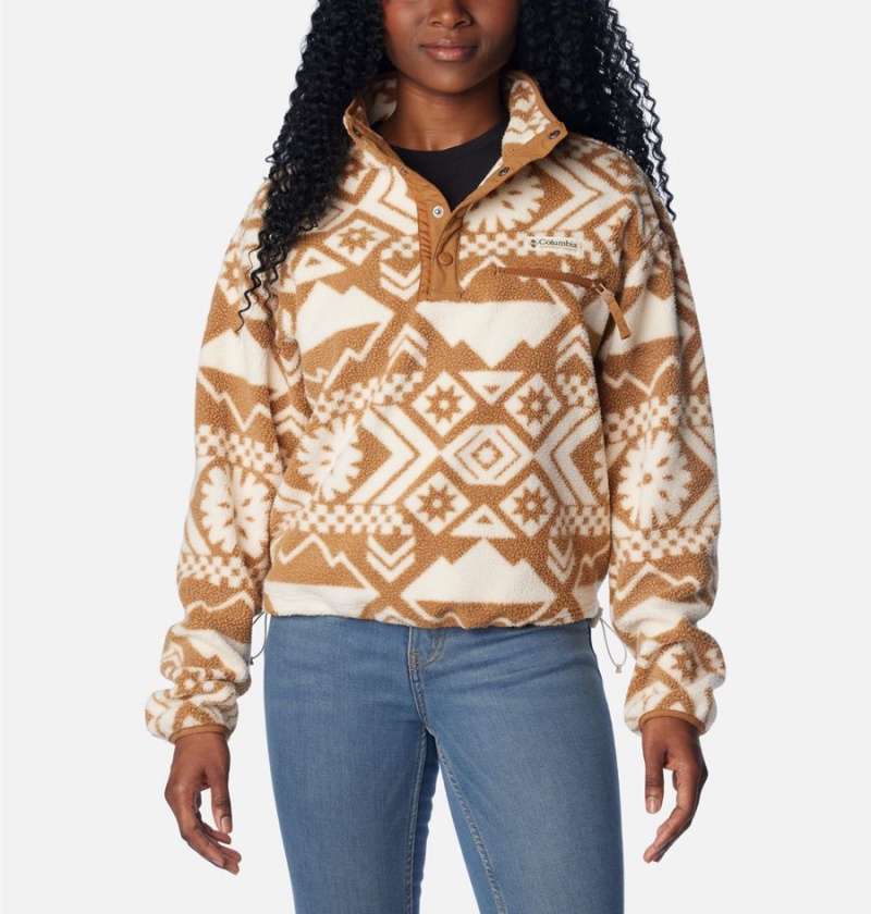 Columbia Helvetia Cropped Half Snap Fleece Women's Pullover Brown | IDHSTX-975