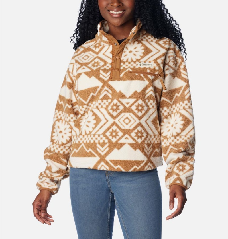 Columbia Helvetia Cropped Half Snap Fleece Women\'s Pullover Brown | IDHSTX-975