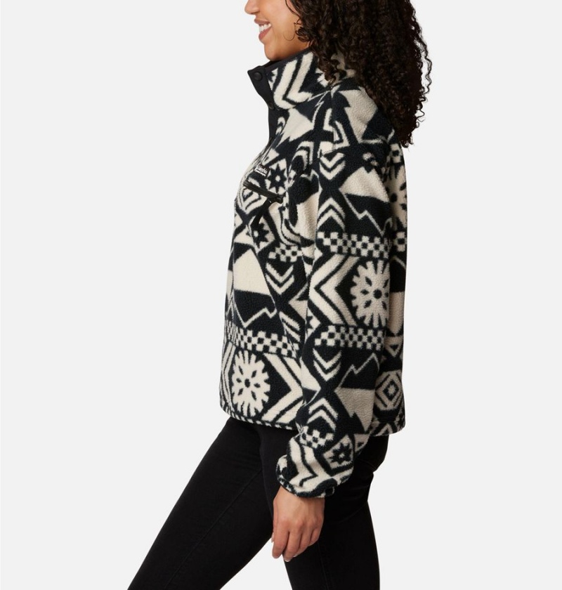 Columbia Helvetia Cropped Half Snap Fleece Women's Pullover Black | AQKFYD-061