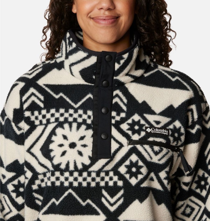 Columbia Helvetia Cropped Half Snap Fleece Women's Pullover Black | AQKFYD-061