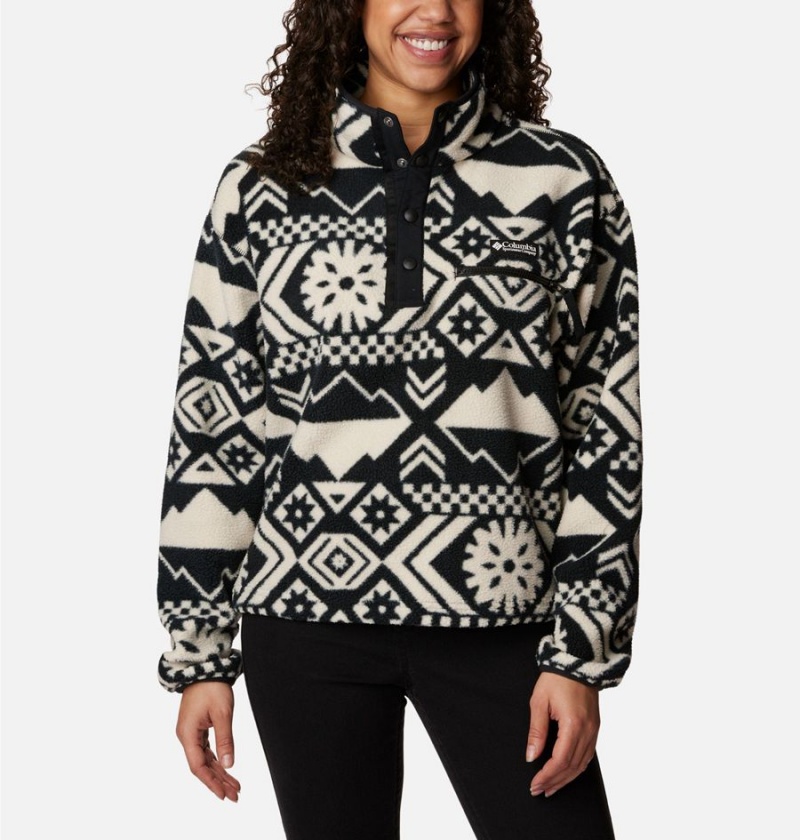 Columbia Helvetia Cropped Half Snap Fleece Women\'s Pullover Black | AQKFYD-061