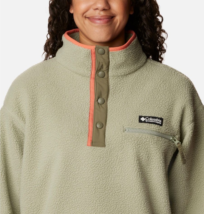 Columbia Helvetia Cropped Half Snap Fleece Women's Pullover Green | HBPDQA-842
