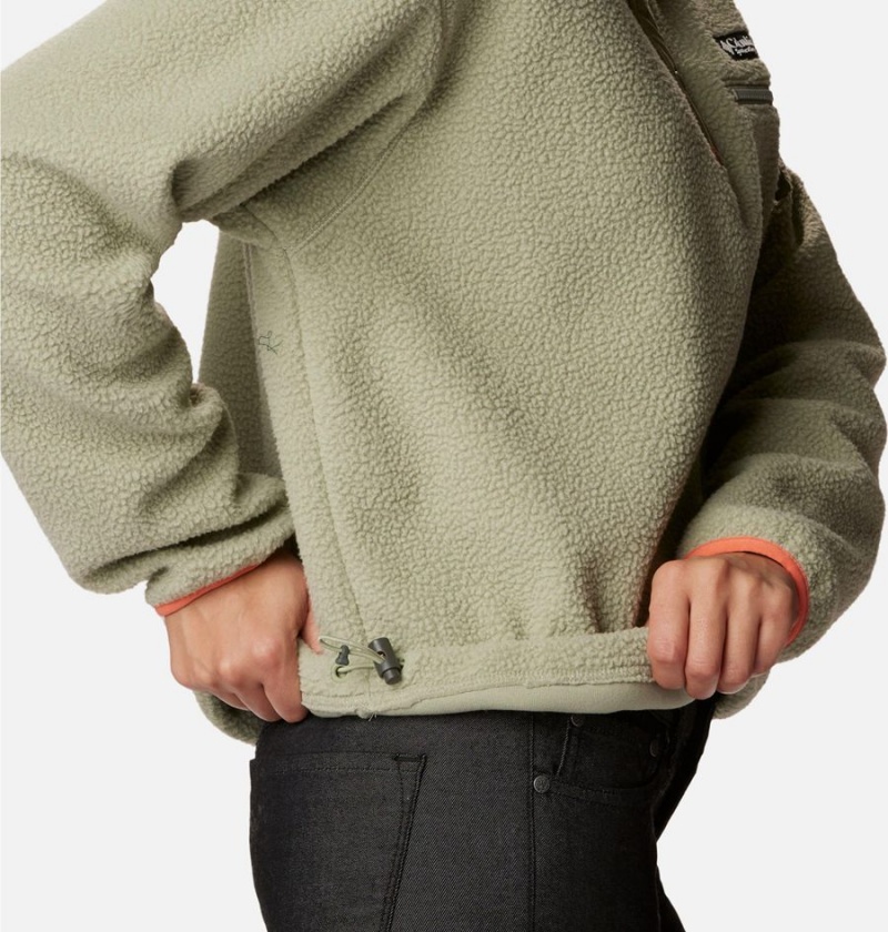 Columbia Helvetia Cropped Half Snap Fleece Women's Pullover Green | HBPDQA-842