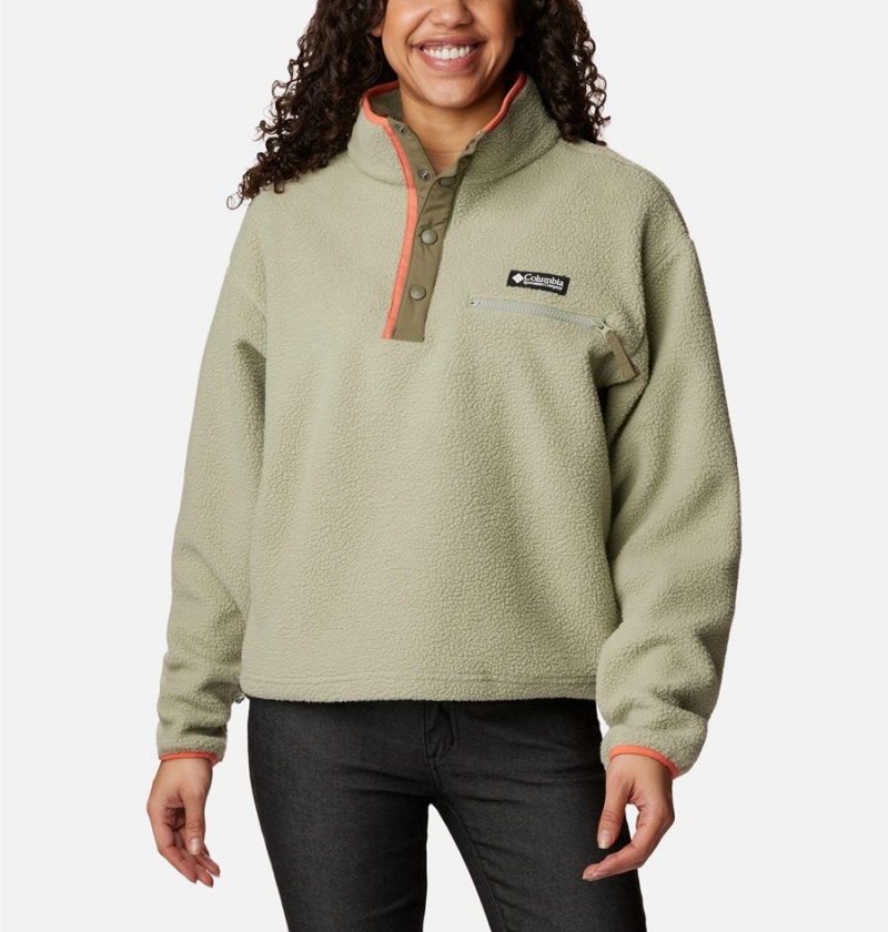Columbia Helvetia Cropped Half Snap Fleece Women\'s Pullover Green | HBPDQA-842