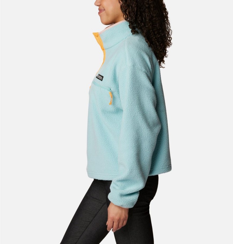 Columbia Helvetia Cropped Half Snap Fleece Women's Pullover Turquoise | LUTCRI-514