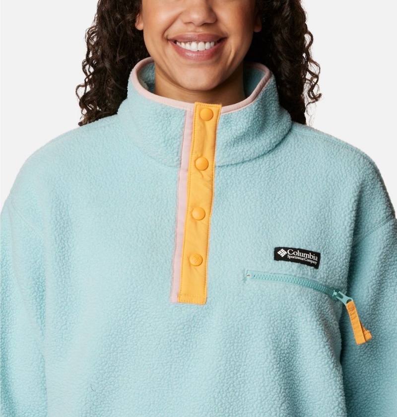 Columbia Helvetia Cropped Half Snap Fleece Women's Pullover Turquoise | LUTCRI-514
