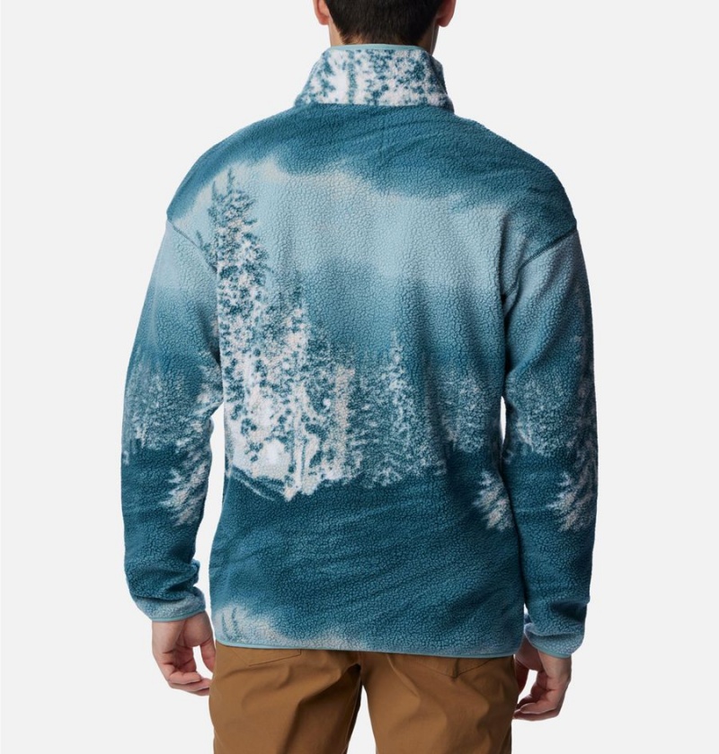 Columbia Helvetia Half Snap Fleece Men's Pullover Blue | XNKJUT-983