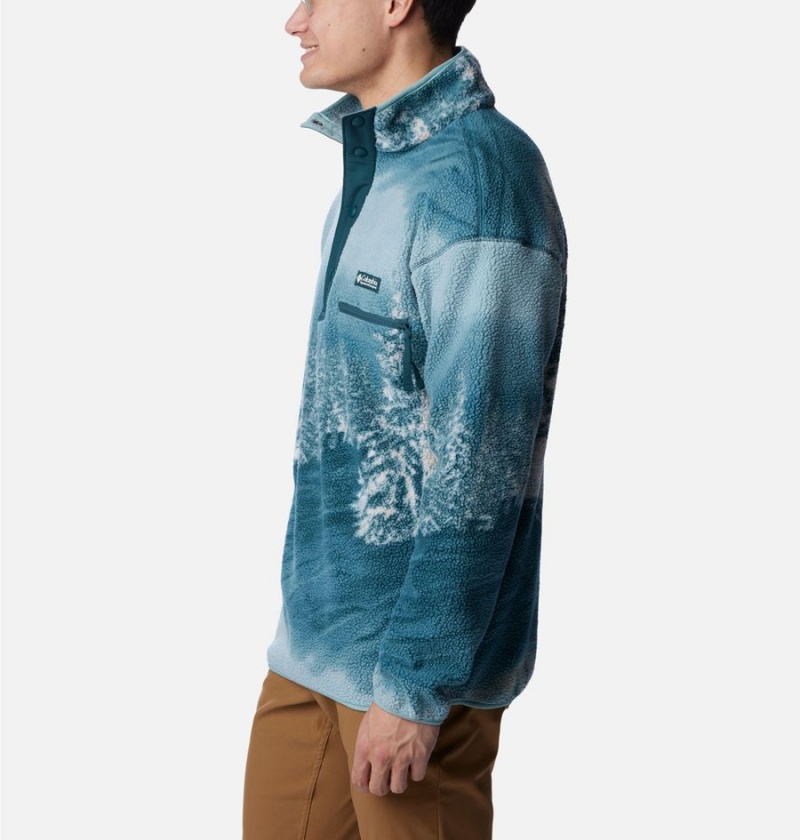 Columbia Helvetia Half Snap Fleece Men's Pullover Blue | XNKJUT-983