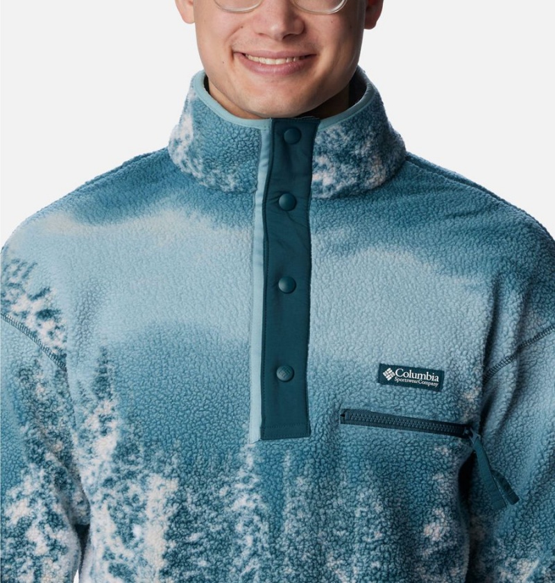 Columbia Helvetia Half Snap Fleece Men's Pullover Blue | XNKJUT-983