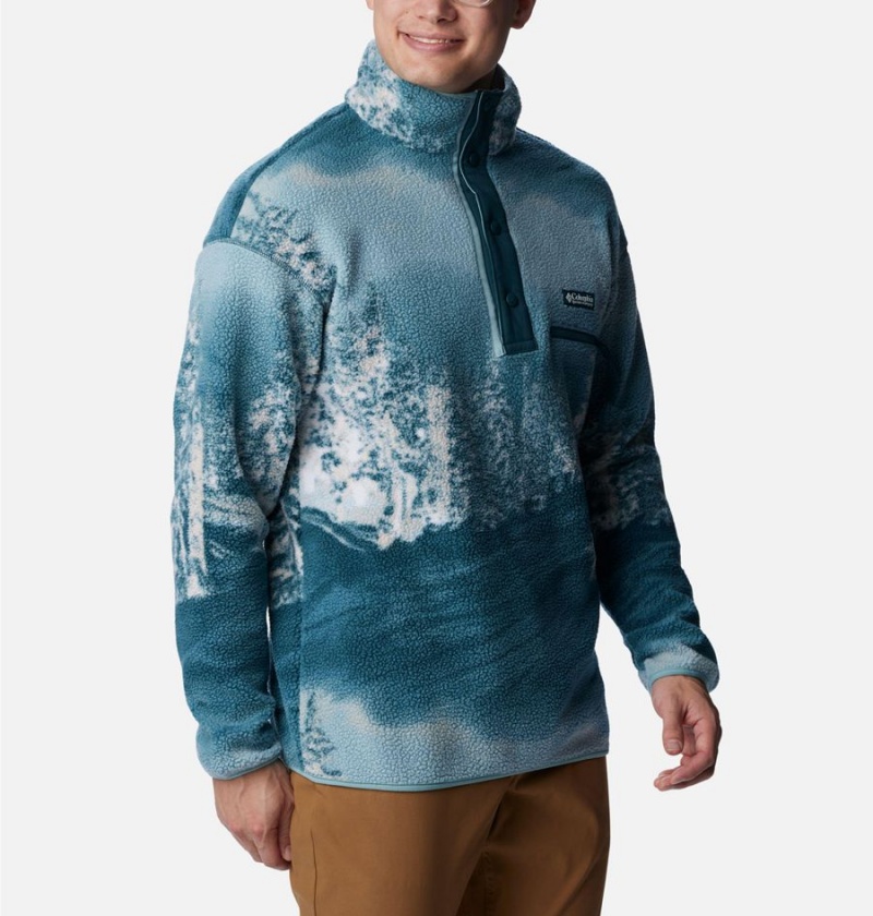 Columbia Helvetia Half Snap Fleece Men's Pullover Blue | XNKJUT-983