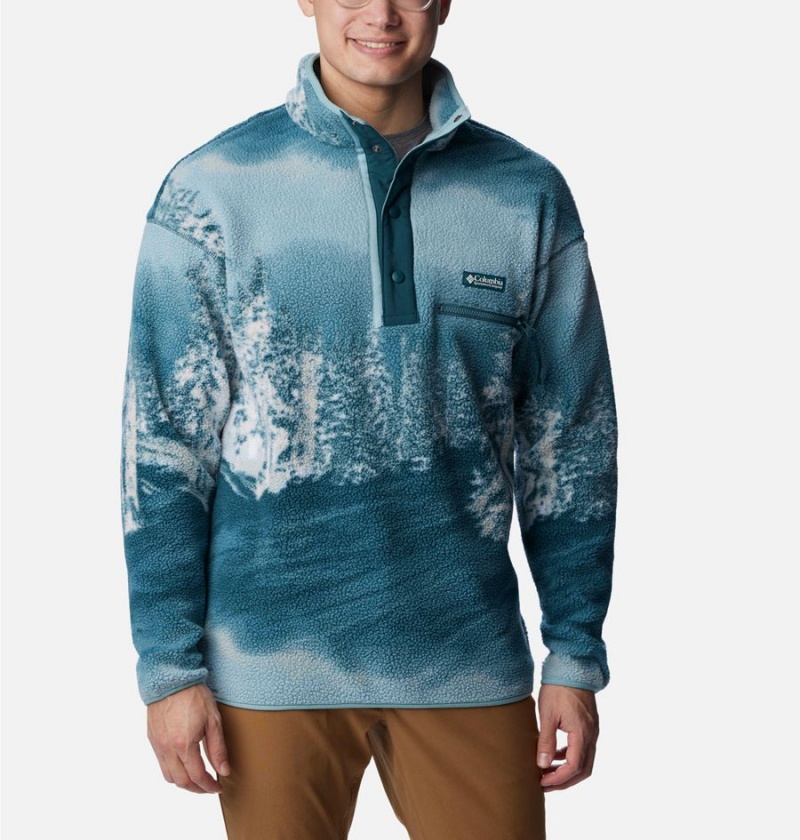 Columbia Helvetia Half Snap Fleece Men\'s Pullover Blue | XNKJUT-983