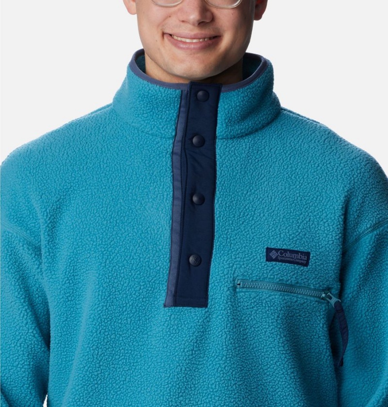 Columbia Helvetia Half Snap Fleece Men's Pullover Turquoise | HTGUVL-241