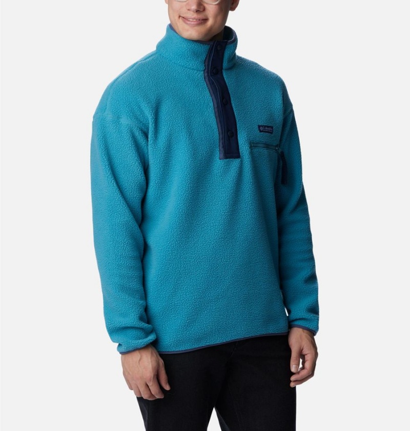 Columbia Helvetia Half Snap Fleece Men's Pullover Turquoise | HTGUVL-241