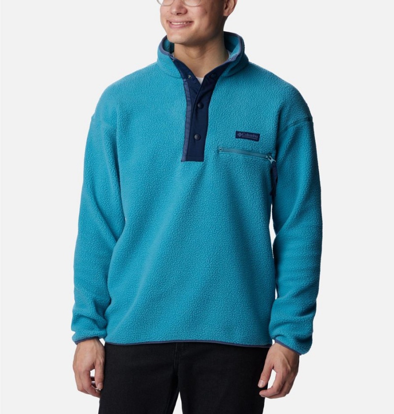 Columbia Helvetia Half Snap Fleece Men\'s Pullover Turquoise | HTGUVL-241