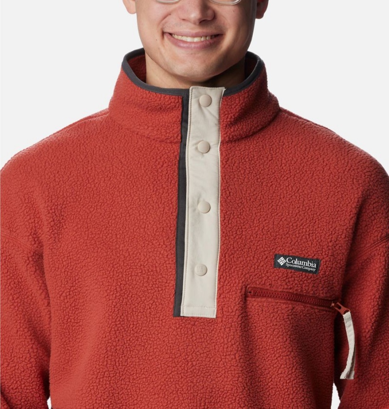 Columbia Helvetia Half Snap Fleece Men's Pullover Red | NXOSZH-307