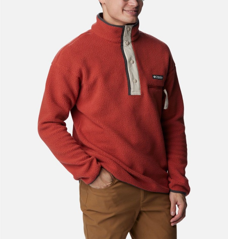 Columbia Helvetia Half Snap Fleece Men's Pullover Red | NXOSZH-307