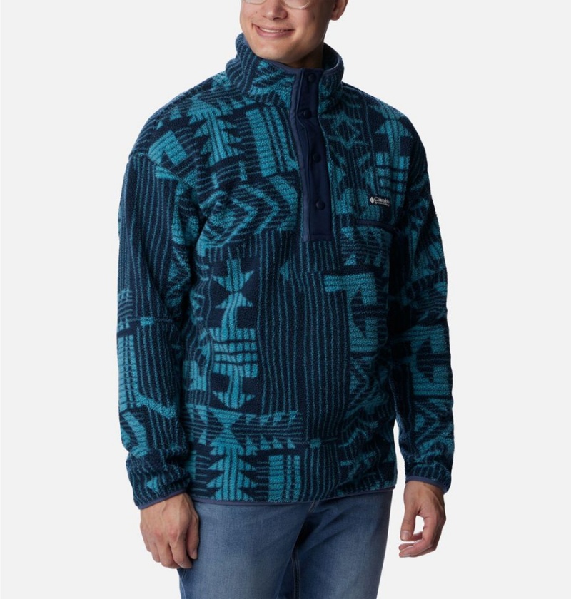 Columbia Helvetia Half Snap Fleece Men's Pullover Navy | WLEUPS-163