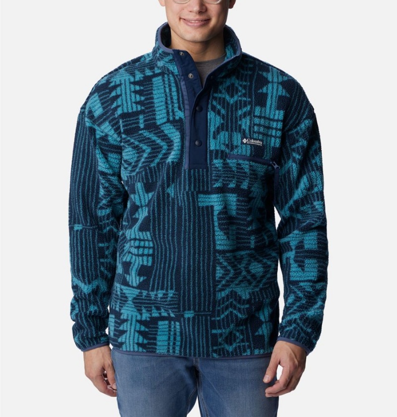 Columbia Helvetia Half Snap Fleece Men\'s Pullover Navy | WLEUPS-163