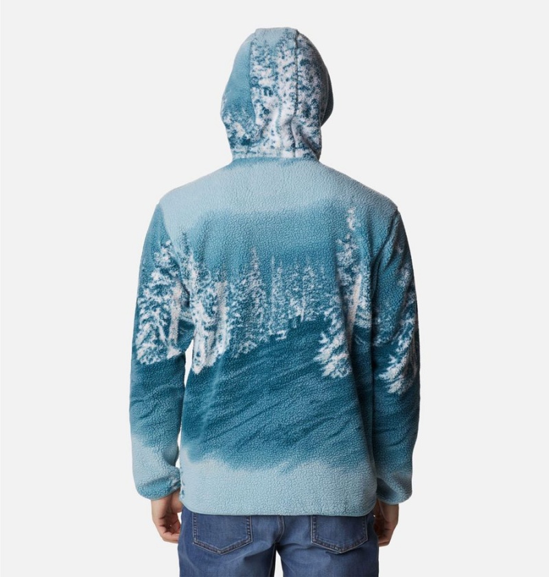 Columbia Helvetia Sherpa Fleece Men's Hoodie Blue | ROQVZM-364