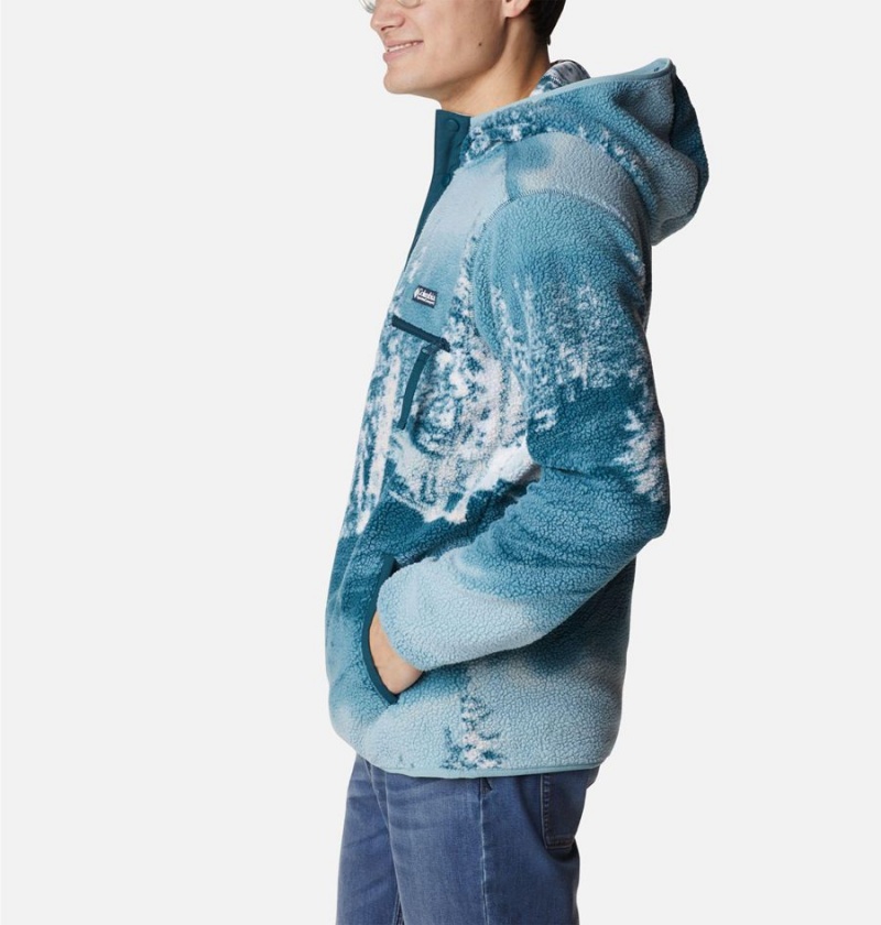 Columbia Helvetia Sherpa Fleece Men's Hoodie Blue | ROQVZM-364
