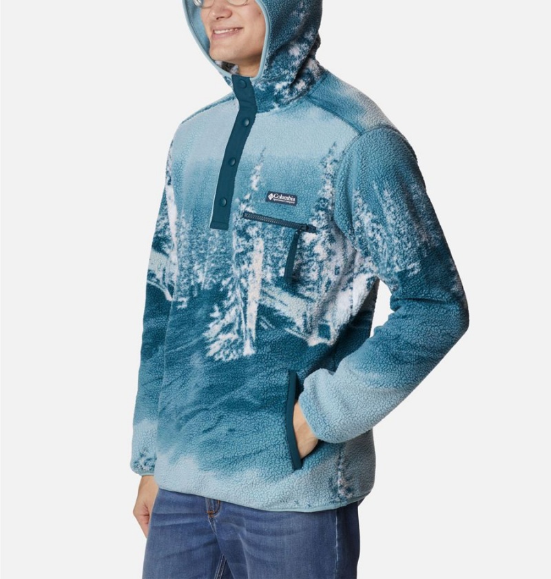 Columbia Helvetia Sherpa Fleece Men's Hoodie Blue | ROQVZM-364