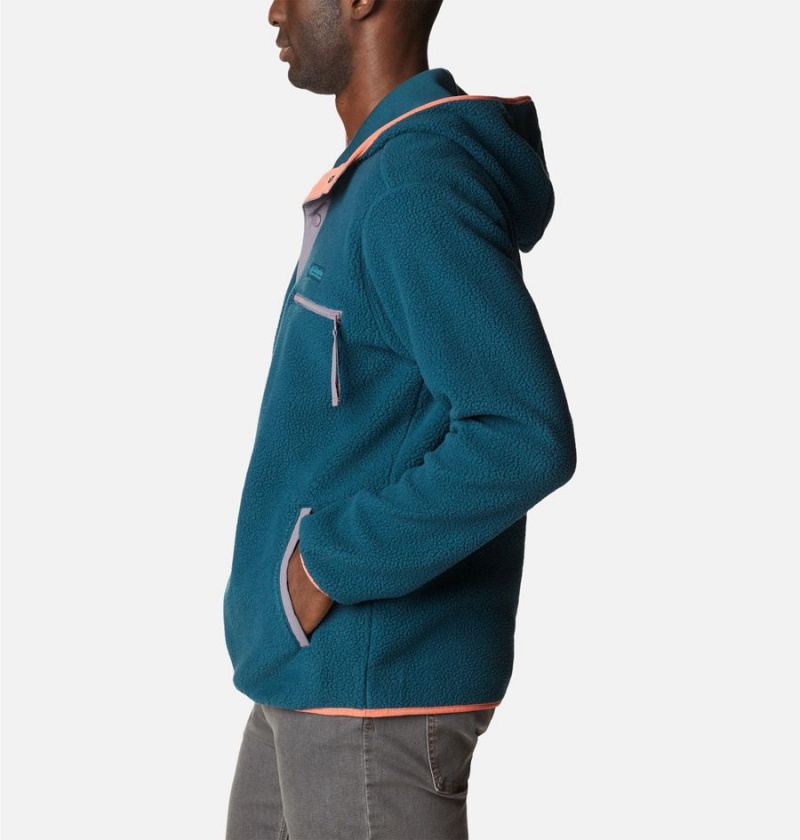 Columbia Helvetia Sherpa Fleece Men's Hoodie Blue | OZBLMW-129
