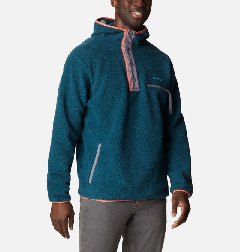 Columbia Helvetia Sherpa Fleece Men's Hoodie Blue | OZBLMW-129