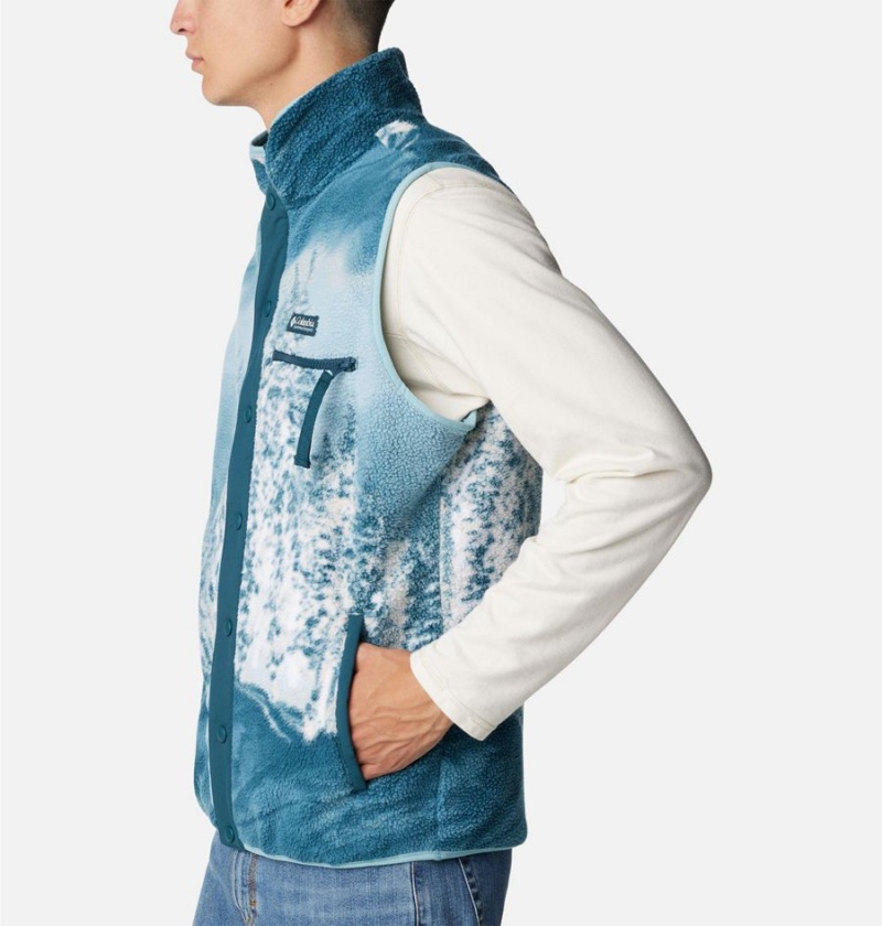 Columbia Helvetia Sherpa Fleece Men's Vest Blue | BJMNOW-719