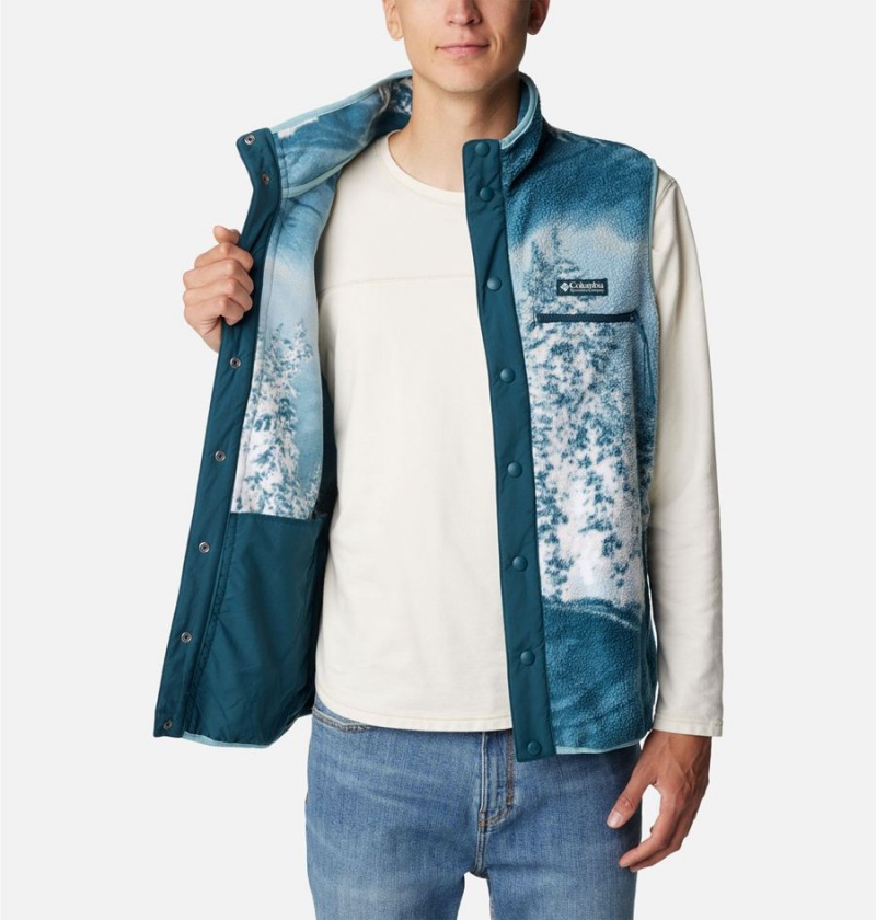 Columbia Helvetia Sherpa Fleece Men's Vest Blue | BJMNOW-719