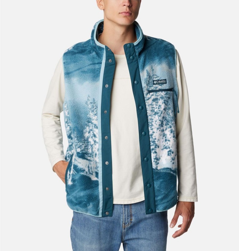 Columbia Helvetia Sherpa Fleece Men's Vest Blue | BJMNOW-719
