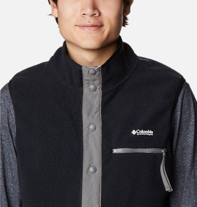 Columbia Helvetia Sherpa Fleece Men's Vest Black | QJOTKE-936