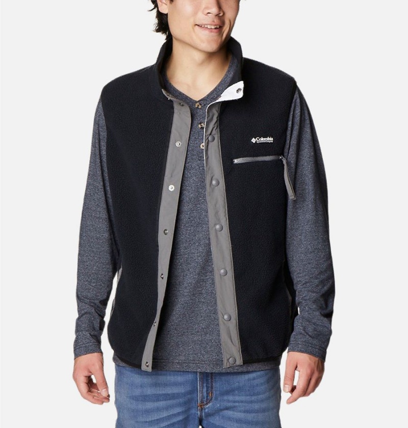 Columbia Helvetia Sherpa Fleece Men's Vest Black | QJOTKE-936
