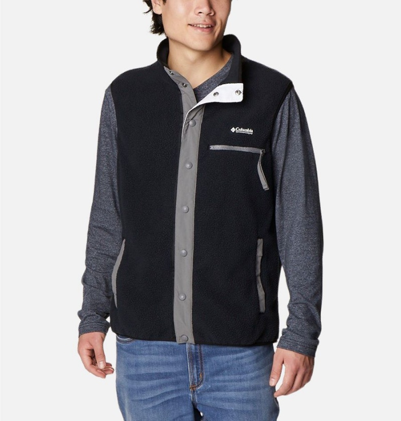 Columbia Helvetia Sherpa Fleece Men\'s Vest Black | QJOTKE-936