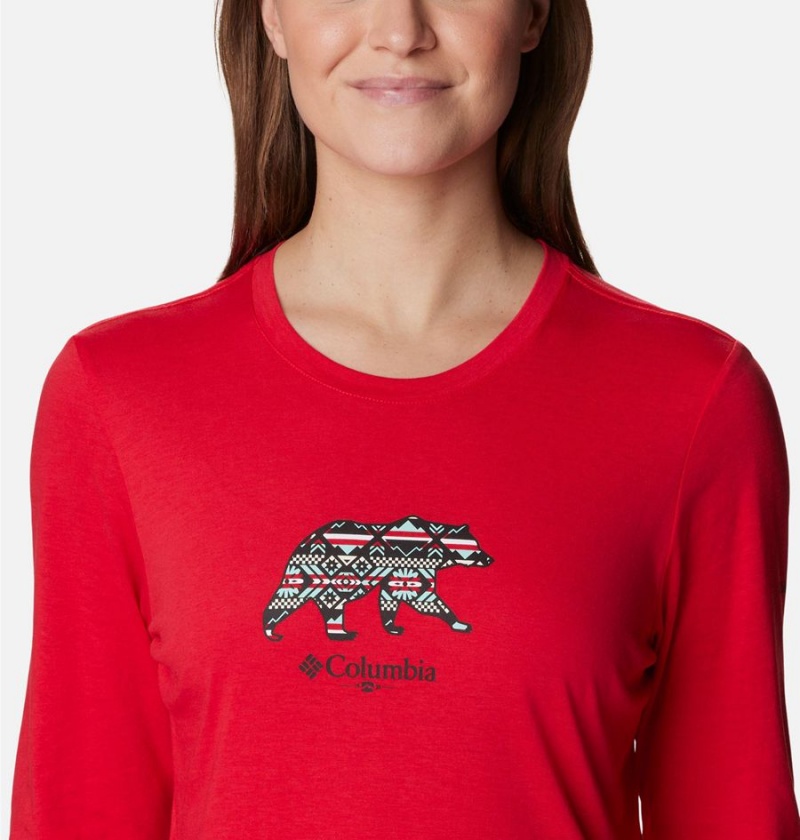 Columbia Hidden Haven Long Sleeve Women's T-Shirt Red | VTIYXL-306