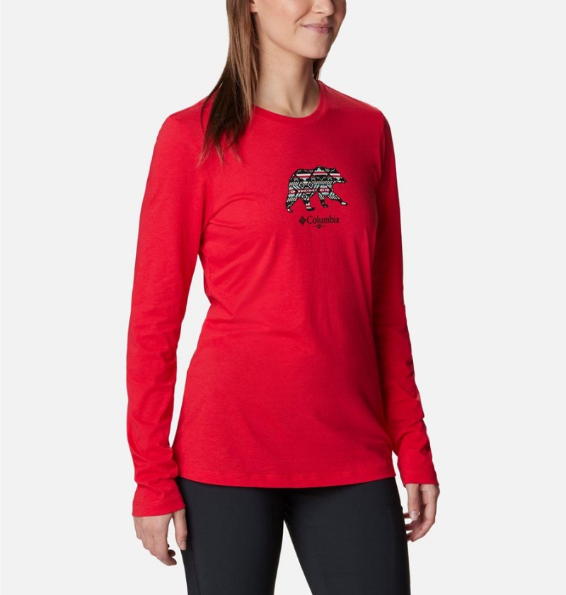 Columbia Hidden Haven Long Sleeve Women's T-Shirt Red | VTIYXL-306