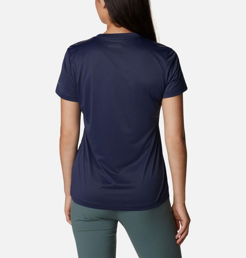 Columbia Hike Short Sleeve Crew Women's T-Shirt Navy | GNHIST-649